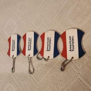 AMERICAN TOURISTER Vintage 1970s Retro Travel Luggage Hang Tag Red White Blue